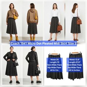 Coach 1941 Micro Dot Pleated Midi Skirt Size 2